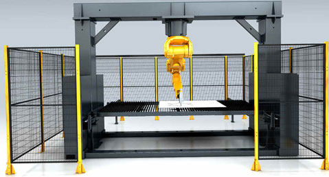 تطبيق آلة القطع بالليزر ثلاثية الأبعاد روبوت
